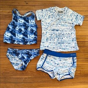 Eddie Bauer Kids White and Blue Tie-Dye Swim Top